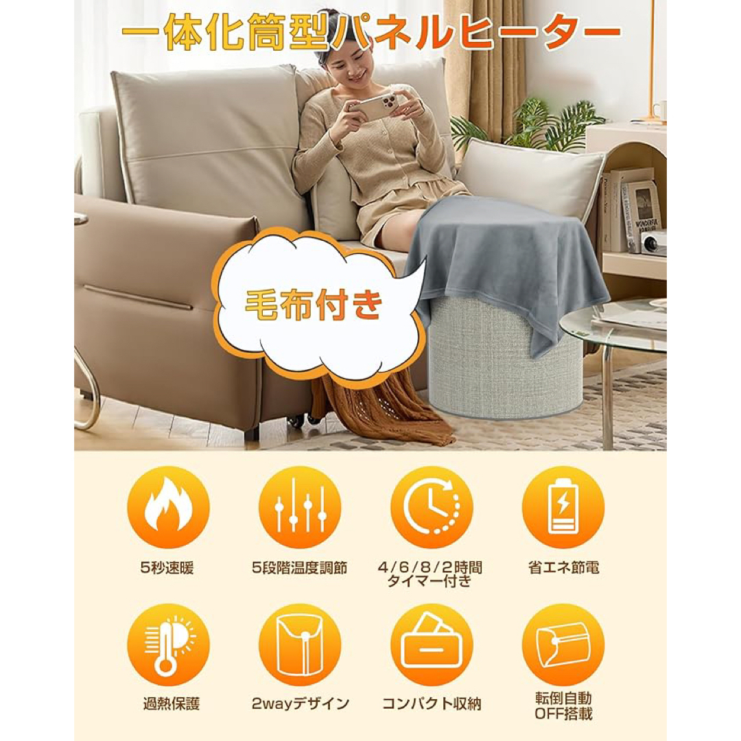 ✨新品✨ パネルヒーター デスクヒーター 省エネ 節電対策 遠赤外線360° スマホ/家電/カメラの冷暖房/空調(電気ヒーター)の商品写真