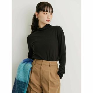 アメリカンホリック(AMERICAN HOLIC)の【ブラック】針抜きタートルプルオーバー/インナー/メロー/フリル/カットソー/春/24SS(カットソー(長袖/七分))