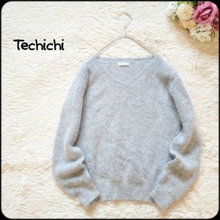 テチチ(Techichi)のテチチ●ふわふわアンゴラ混♪美品シャギーVネック長袖ニット/セーター  グレー(ニット/セーター)