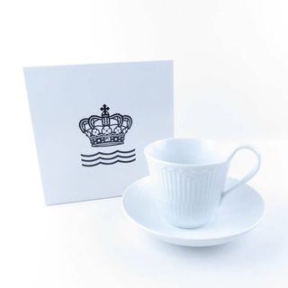 ロイヤルコペンハーゲン(ROYAL COPENHAGEN)の未使用 ROYAL COPENHAGEN ロイヤルコペンハーゲン ホワイトフル―テッド ハーフレース カップ＆ソーサー 1客 ハイハンドル コーヒー ティー SO862B4 (グラス/カップ)