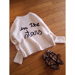 ザラ(ZARA)の美品　ZARA ロゴ刺繍　オーバー　ゆる　ニット(ニット/セーター)