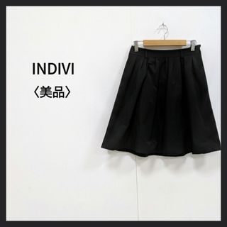 インディヴィ(INDIVI)のINDIVI インディヴィ タックギャザースカート ブラック レディース　XS(ひざ丈スカート)