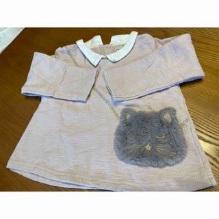 プティマイン(petit main)の猫ポシェットトレーナー 100cm　ピンク　プティマイン (Tシャツ/カットソー)