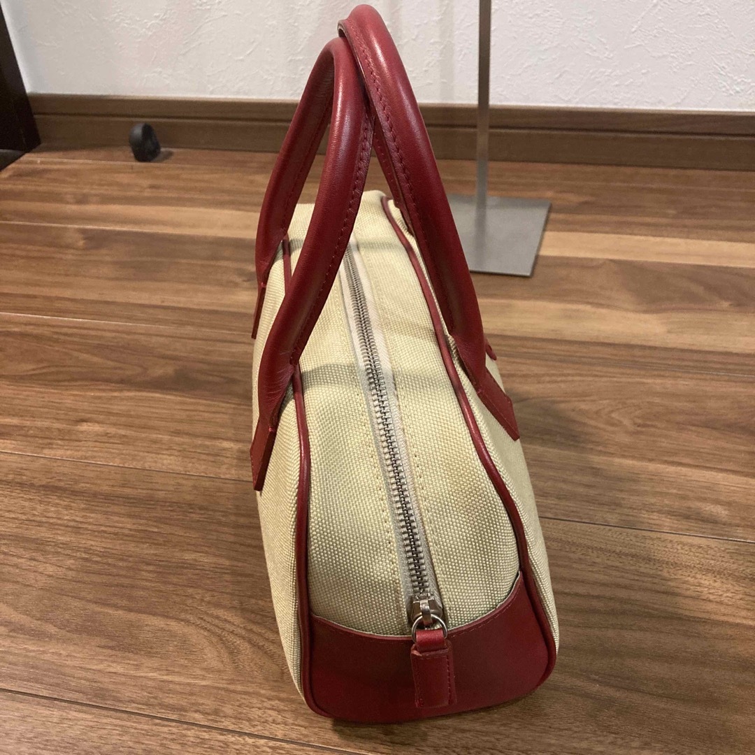 agnes b.(アニエスベー)の【美品】agnes b アニエスベー キャンパス レザー ハンドバッグ 帆布 赤 レディースのバッグ(ハンドバッグ)の商品写真