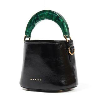 マルニ(Marni)の【新品未使用】 MARNI マルニ トート ミニバッグ ハンドバッグ ショルダーバッグ レザー製 Venice SCMP0078U3P5903 【BLACK/SPHERICAL GREEN】(その他)