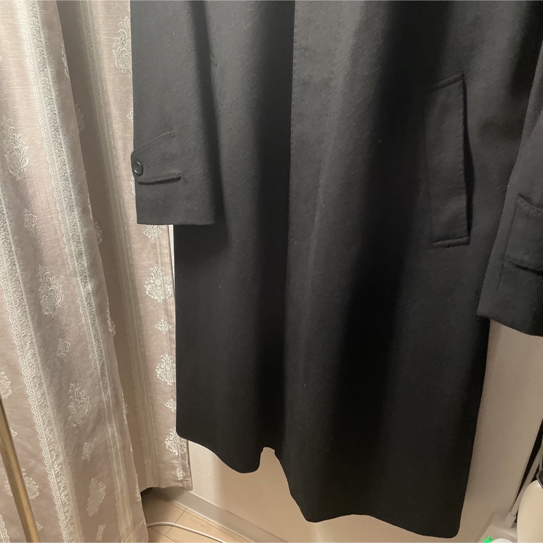 【カシミヤ混 アンゴラ混】ステッチが可愛いコクーンコート 大きいサイズ ブラック レディースのジャケット/アウター(ロングコート)の商品写真