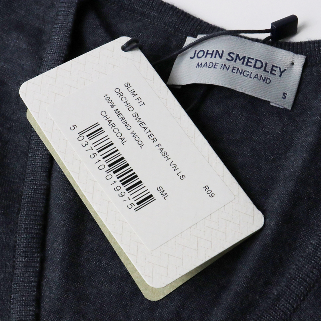 JOHN SMEDLEY(ジョンスメドレー)の未使用 ジョンスメドレー JOHN SMEDLEY ORCHID Vネック ロングスリーブセーター S/チャコールグレー ニット メリノウール【2400013645379】 レディースのトップス(ニット/セーター)の商品写真