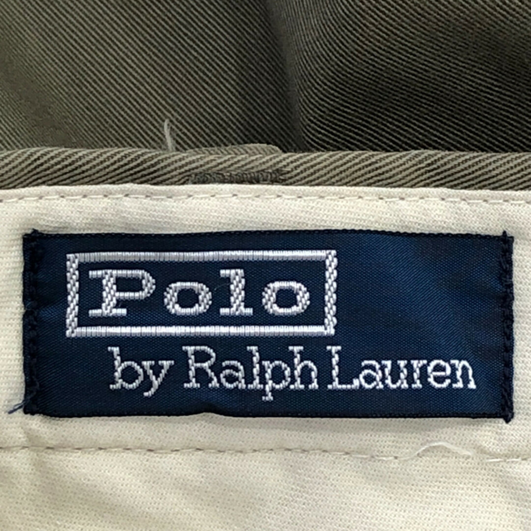 POLO RALPH LAUREN(ポロラルフローレン)の90年代 Polo by Ralph Lauren ポロ ラルフローレン 2タック チノ パンツ ポロチノ カジュアル オリーブ (メンズ 34×34) 中古 古着 P1615 メンズのパンツ(その他)の商品写真