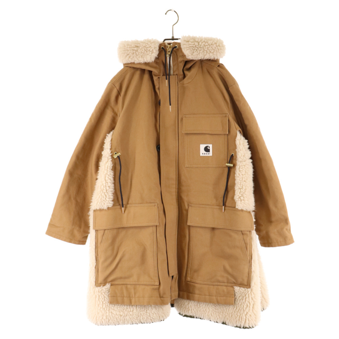 sacai(サカイ)のSacai サカイ 23AW×Carhartt WIP Canvas Parka siberian×カーハート キャンバスサイベリアンジップアップフーディ パーカー レディース ベージュ 23-06740 メンズのジャケット/アウター(フライトジャケット)の商品写真