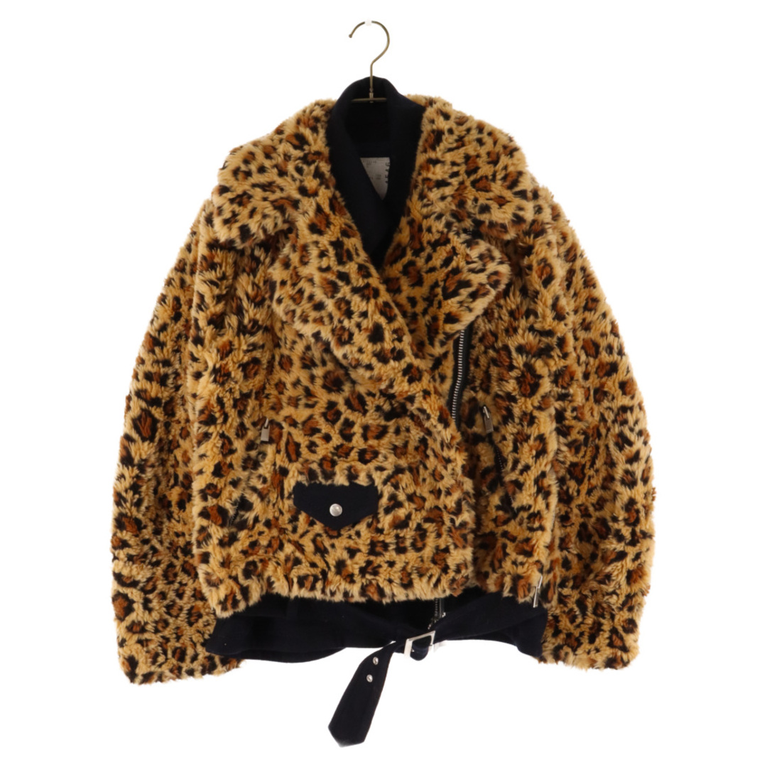 Sacai サカイ 19AW FAKE FUR LEOPARD LAYERED RIDERS JACKET フェイクファー レオパード レイヤード ライダース ジャケット レディース ベージュ/ブラウン 19-04546600センチ肩幅