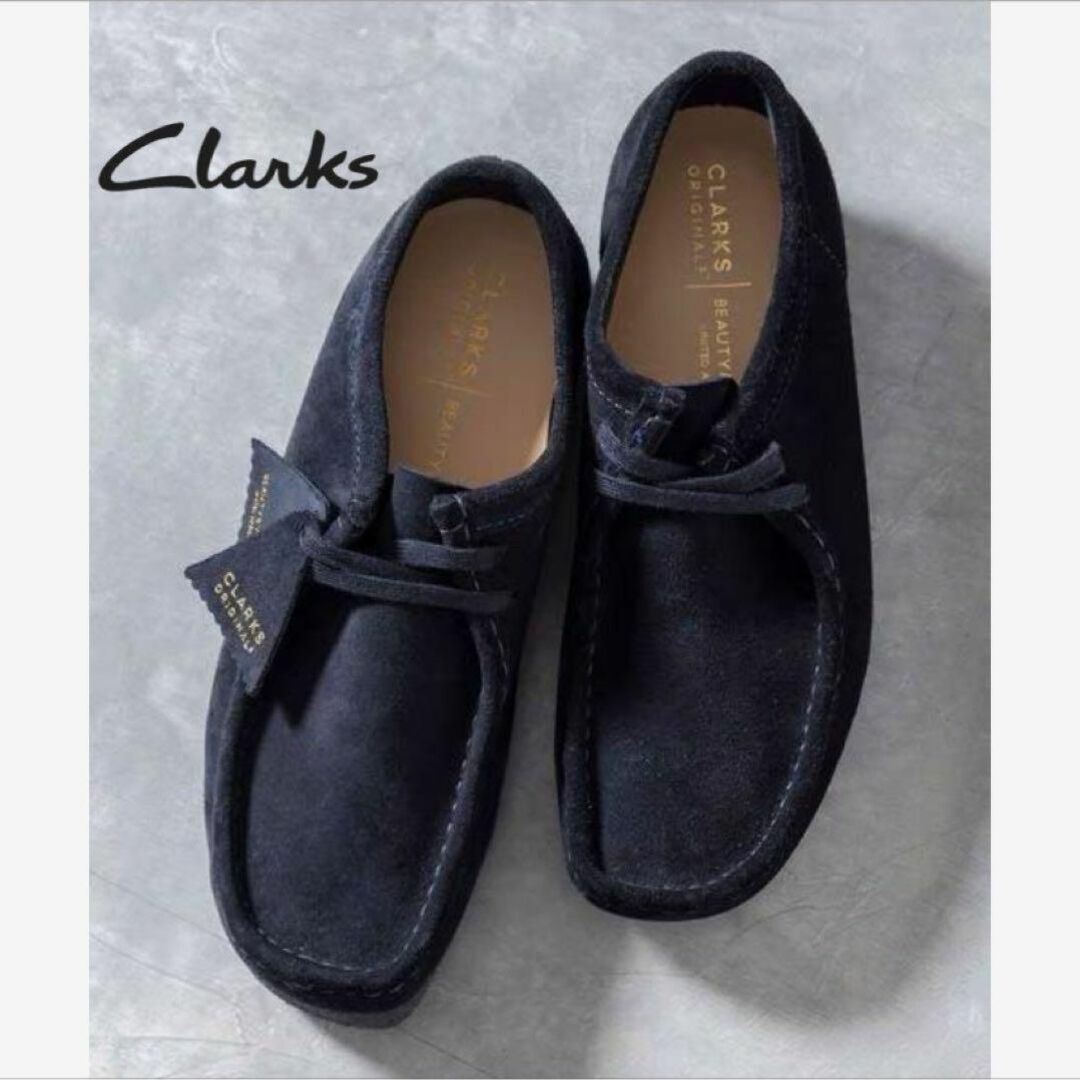 US8526㎝COLOR未使用品★Clarks B&Y別注 ワラビー NAVY 26