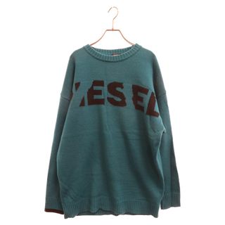 ディーゼル(DIESEL)のDIESEL ディーゼル ロゴジャガードクルーネックニット 長袖セーター グリーン/ブラック(ニット/セーター)