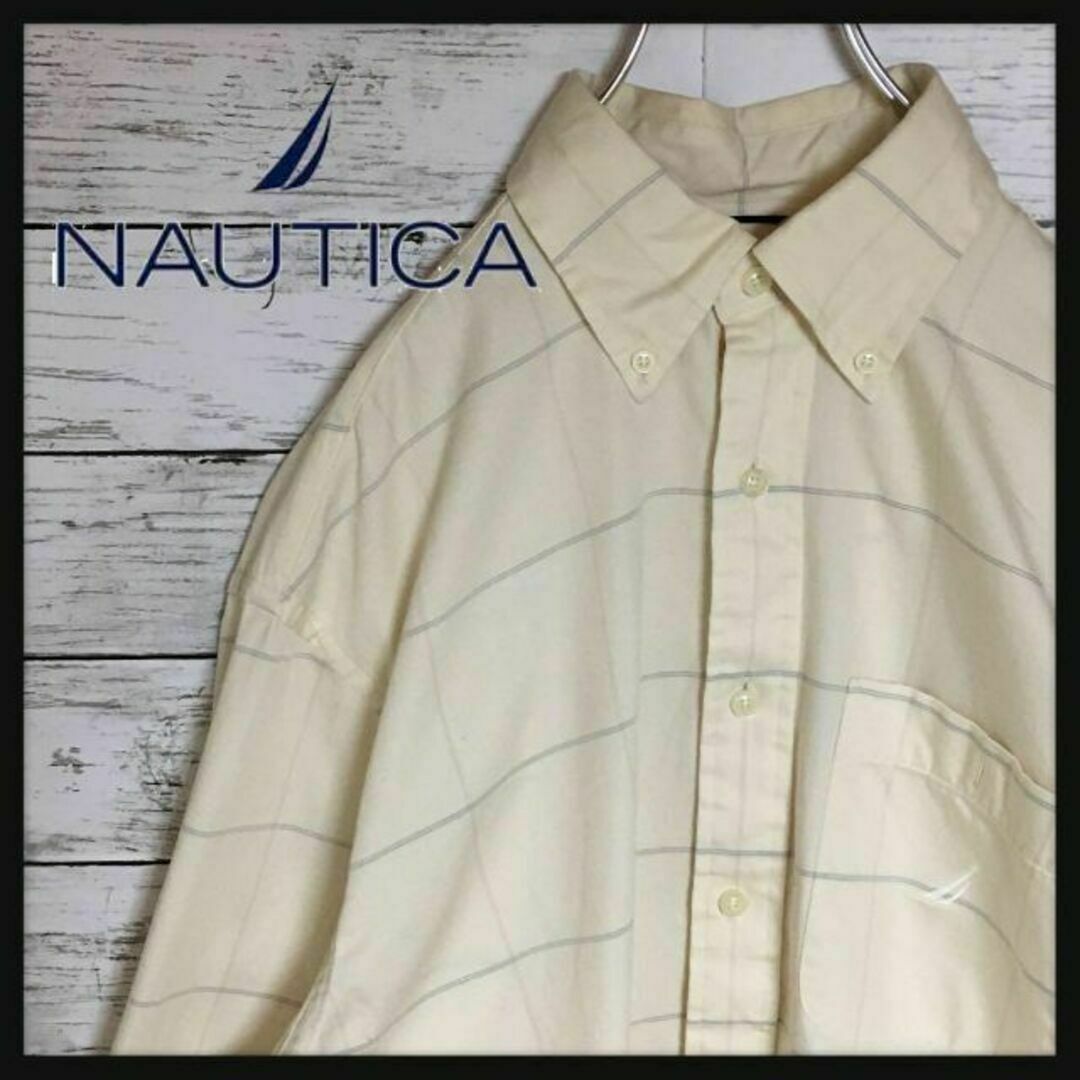 NAUTICA(ノーティカ)の【美品】ノーティカ☆長袖ブロックチェックシャツ　ベージュ人気サイズM F224 メンズのトップス(シャツ)の商品写真