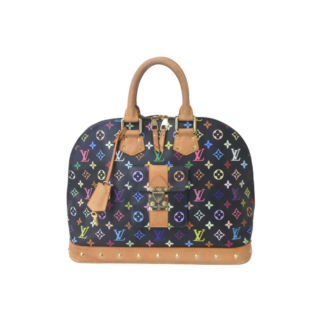 GM開閉式LOUIS VUITTON ルイヴィトン 村上隆 ハンドバッグ アルマ GM M40442 ブラック マルチカラー ゴールド金具 良品  57019