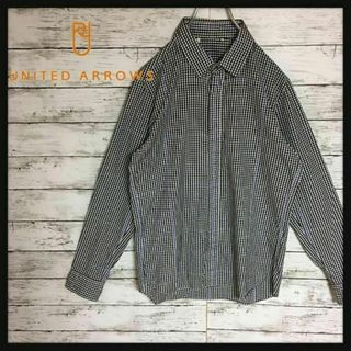 ユナイテッドアローズ(UNITED ARROWS)の【人気デザイン】ユナイテッドアローズ　長袖チェックシャツ　白黒紫M K209(シャツ)