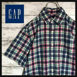 ギャップ(GAP)の【美品】ギャップ　ポケット付き半袖チェックシャツ　薄手　E748(シャツ)