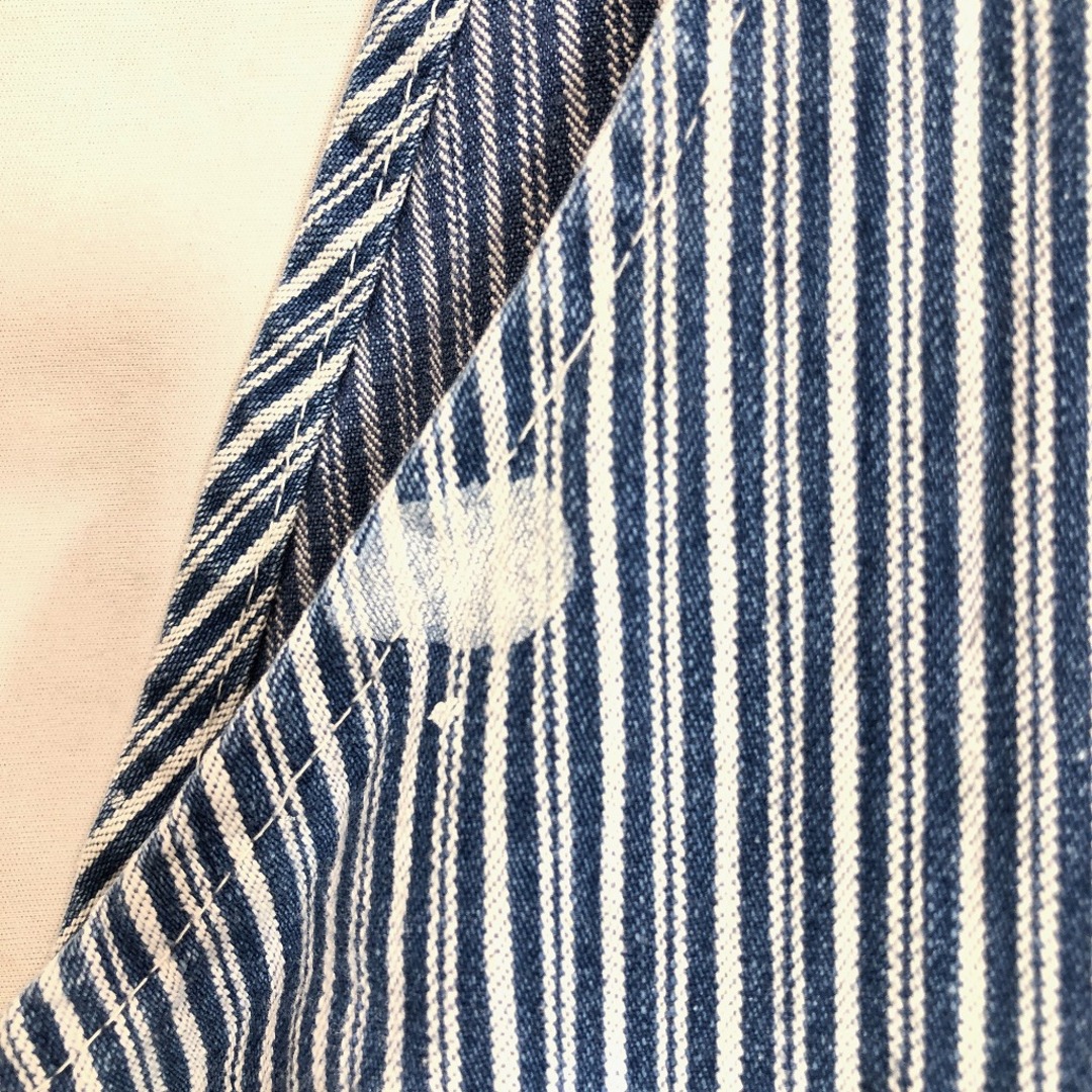 50年代 ROUND HOUSE ラウンドハウス ヒッコリーストライプ オーバーオール アメカジ ペンキ ブルー (メンズ L相当) 中古 古着 P1712 メンズのパンツ(サロペット/オーバーオール)の商品写真