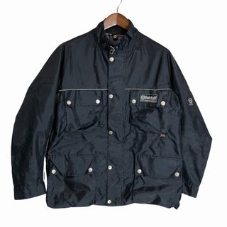 Belstaff ベルスタッフ ナイロン ジャケット ヨーロッパ古着 モーターサイクル チンストラップ ネイビー (メンズ L) 中古 古着 P1719