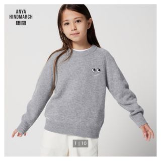 ユニクロ(UNIQLO)のユニクロ×アニヤハインドマーチ プレミアムラムクルーネックセーター 160(ニット)