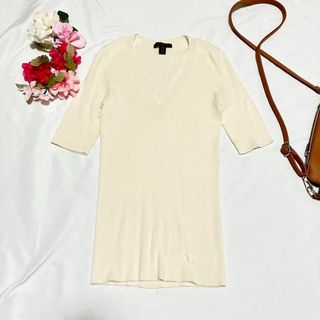 ルイヴィトン(LOUIS VUITTON)の美品 LOUIS VUITTON サマーニット セーター Vネック ベージュ(ニット/セーター)