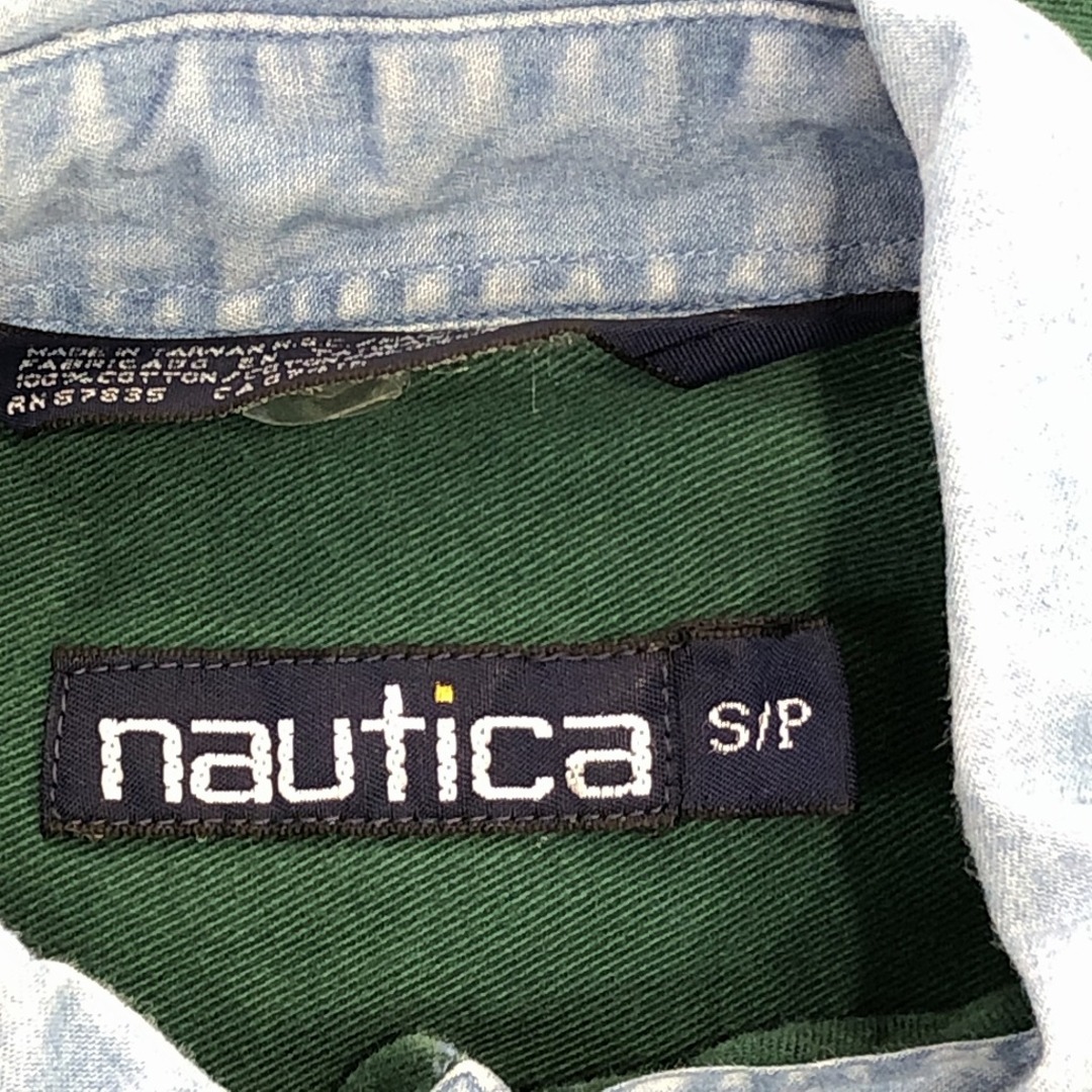 NAUTICA(ノーティカ)の90年代 NAUTICA ノーティカ ボタンダウン 長袖シャツ グリーン (メンズ S) 中古 古着 P1743 メンズのトップス(シャツ)の商品写真