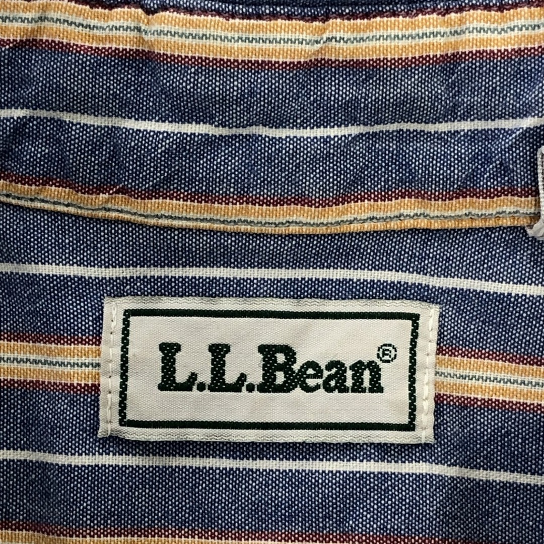 L.L.Bean(エルエルビーン)の90年代 カナダ製 L.L.Bean エルエルビーン ボタンダウン ストライプ 長袖シャツ アウトドア カジュアル ブルー (メンズ M) 中古 古着 P1751 メンズのトップス(シャツ)の商品写真