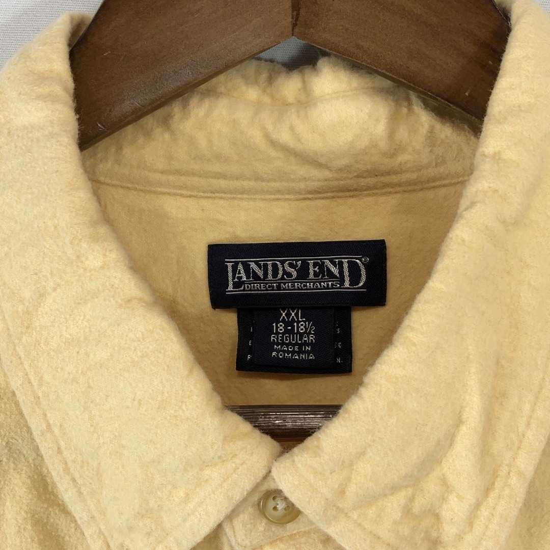 90年代 LANDS' END ランズエンド コットン シャモア 長袖シャツ 大きいサイズ  カジュアル イエロー (メンズ XXL) 中古 古着 P1755 メンズのトップス(シャツ)の商品写真