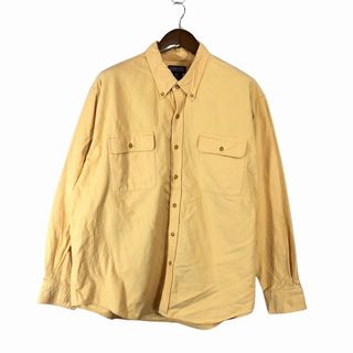 90年代 LANDS' END ランズエンド コットン シャモア 長袖シャツ 大きいサイズ  カジュアル イエロー (メンズ XXL) 中古 古着 P1755(シャツ)