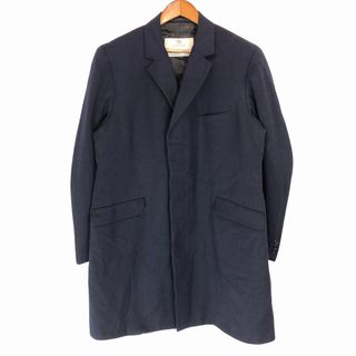 70年代 イングランド製 Aquascutum アクアスキュータム ウール ギャバジン コート ヴィンテージ ネイビー (メンズ 44R) 中古 古着 P1792(トレンチコート)