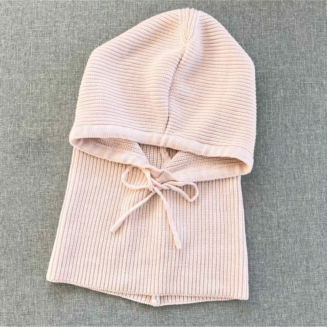 バラクラバ ニット帽 防寒 ネックウォーマー スヌード フード 韓国 アイボリー レディースの帽子(ニット帽/ビーニー)の商品写真