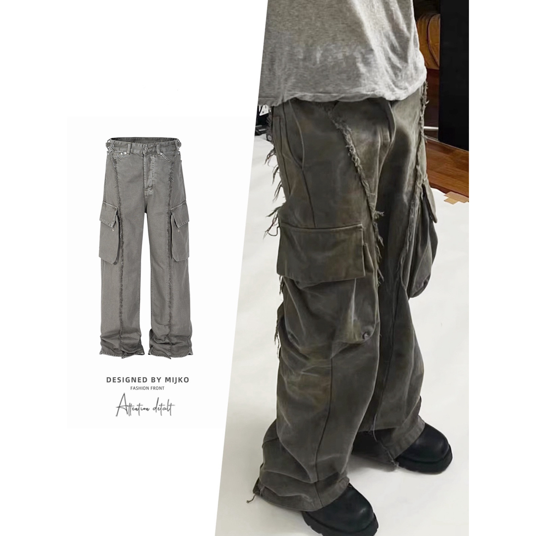 Rick Owens(リックオウエンス)のリメイクデザイン　デニム　カーゴパンツ メンズのパンツ(デニム/ジーンズ)の商品写真