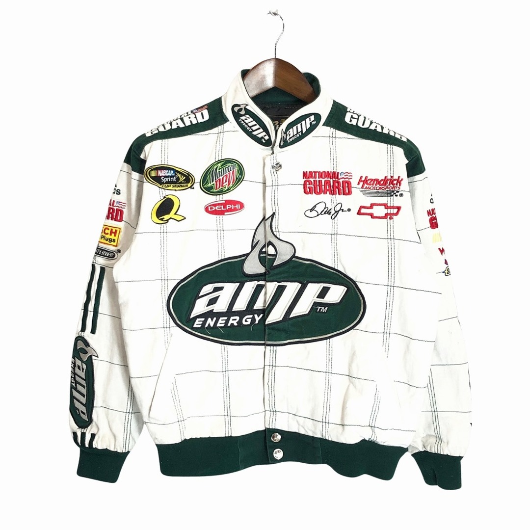 CHASE AUTHENTICS チェイス オーセンティック NASCAR AMP ENERGY コットン レーシングジャケット ホワイト (メンズ SM)   P1930約57cm袖丈