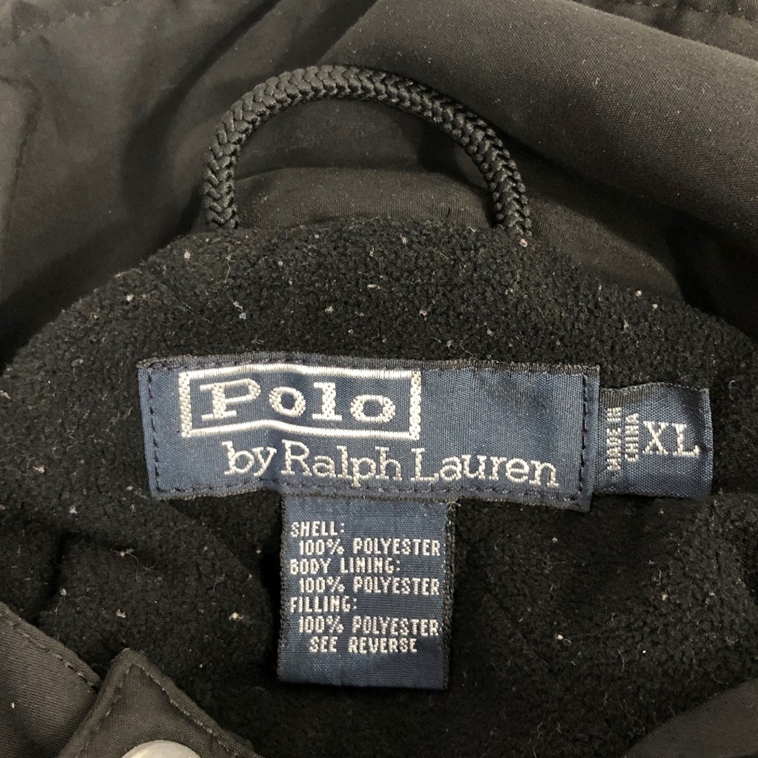 POLO RALPH LAUREN(ポロラルフローレン)の90年代 Polo by Ralph Lauren ポロ ラルフローレン 中綿 パーカー ジャケット カジュアル アウター ブラック (メンズ XL) 中古 古着 P1968 メンズのジャケット/アウター(その他)の商品写真