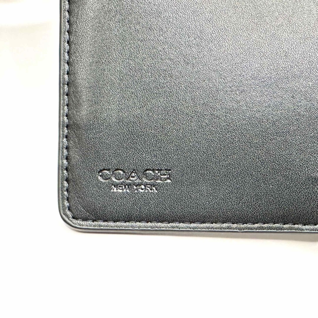 COACH(コーチ)の【美品✨】COACH コーチ シグネチャー レザー 二つ折り  グレー×ブラック レディースのファッション小物(財布)の商品写真