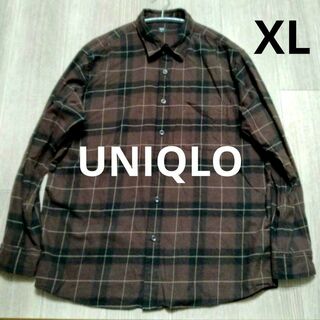 ユニクロ(UNIQLO)のUNIQLO　メンズ　ネルシャツ　ブラウン系　XLサイズ(シャツ)