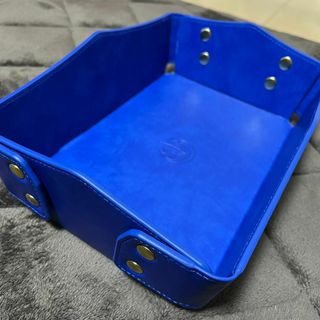 小物入れ トレー リモコン収納 アクセサリートレイ PU革 長方形 ブルー(ケース/ボックス)