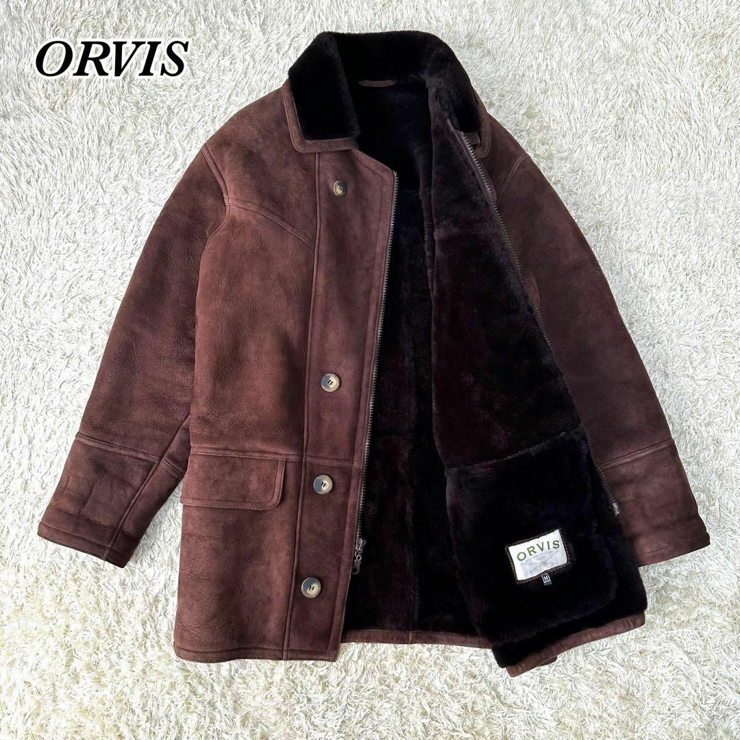 希少 ORVIS ビンテージ シープスキン 子羊 ムートン コート ジャケットshearling