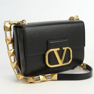 ヴァレンティノ(VALENTINO)のVALENTINO ヴァレンティノ スタッズサイン B0J96 CPD 0NO 斜め掛け ショルダーバッグ レザー【中古】 レディース(ショルダーバッグ)