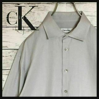 カルバンクライン(Calvin Klein)の【人気デザイン】カルバンクライン　長袖ストライプシャツ　人気グレーL C103(シャツ)