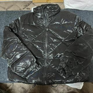 レディース コート ダウン ジャケット ショート丈 厚手 アウター ブラック(ノーカラージャケット)