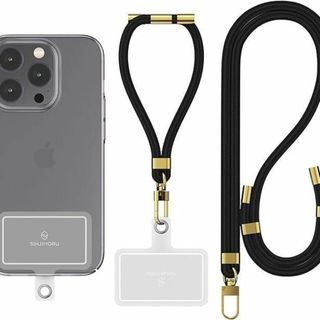 2本入り スマホストラップ ショルダーストラップ 首掛け ブラック(ネックストラップ)