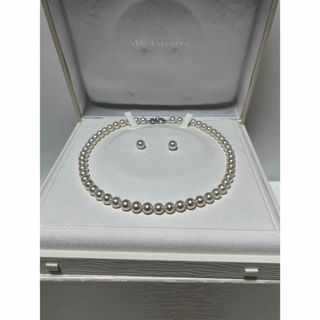 ミキモト(MIKIMOTO)のミキモト　K18  7.5〜8㎜未満　パールネックレス・ピアスセット　美品(ネックレス)