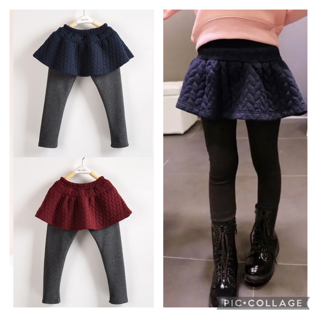 ▪️パンツ付き✩スカート 100cm ネイビー【裏起毛スカッツ】キュロット キッズ/ベビー/マタニティのキッズ服女の子用(90cm~)(スカート)の商品写真