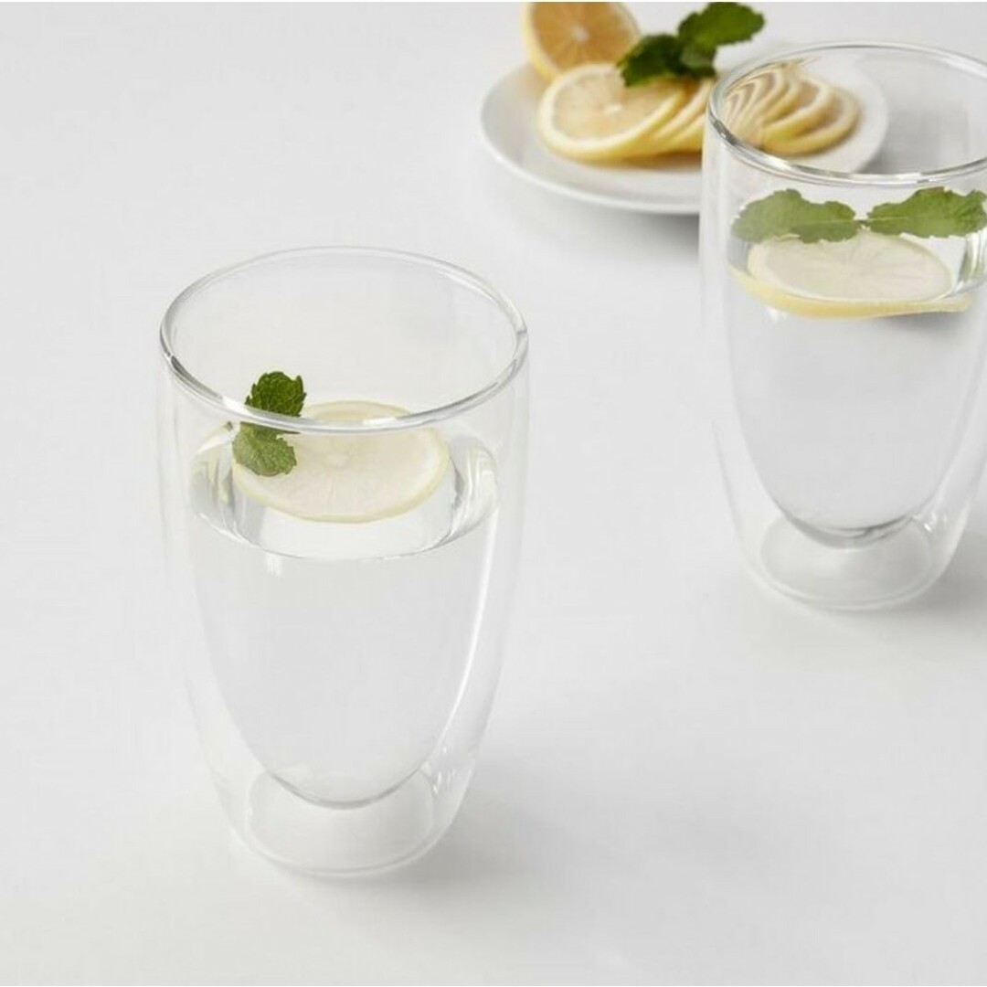 IKEA(イケア)のPASSERAD パッセラド ダブル ウォールグラス 450ml 2個セット インテリア/住まい/日用品のキッチン/食器(グラス/カップ)の商品写真