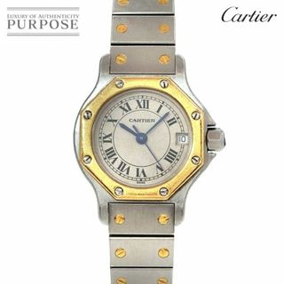 カルティエ(Cartier)のカルティエ Cartier サントスオクタゴンSM コンビ ヴィンテージ レディース 腕時計 デイト アイボリー 文字盤 K18YG イエローゴールド クォーツ VLP 90216962(腕時計)