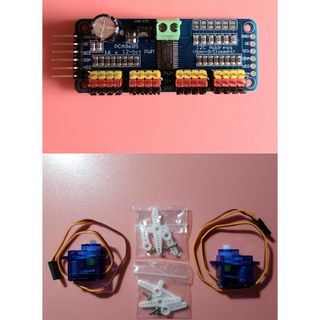 16チャンネル PCA9685 ドライバー + 超小型 サーボモーター2個(ホビーラジコン)