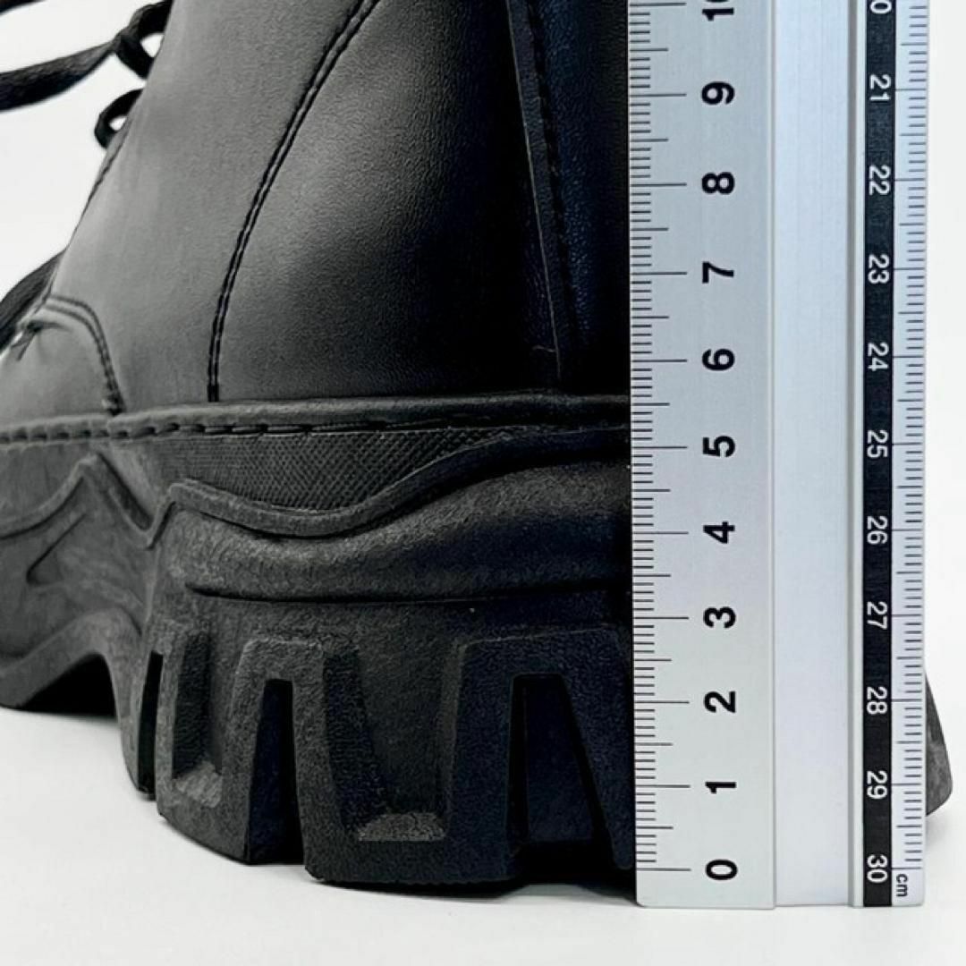 新品 未使用 26.5cm シークレットブーツ 厚底ブーツ 黒 サイドジップ レディースの靴/シューズ(ブーツ)の商品写真