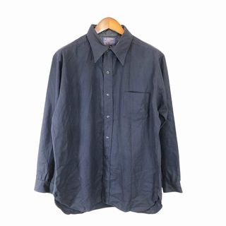 ペンドルトン(PENDLETON)の70年代 USA製 PENDLETON ペンドルトン ウール長袖シャツ アメカジ ネイビー (メンズ XL) 中古 古着 P2071(シャツ)