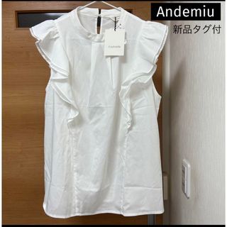 アンデミュウ(Andemiu)の新品タグ付♡アンデミュウ　ノースリーブ　完売　ふりる　ブラウス　可愛い(シャツ/ブラウス(半袖/袖なし))