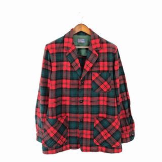 ペンドルトン(PENDLETON)の50年代 PENDLETON ペンドルトン 丸襟イージーテーラードジャケット アメカジ  タータンチェック レッド (メンズ M) 中古 古着 P2094(テーラードジャケット)